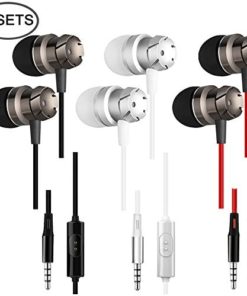 3 Packs Earbud Headphones with Remote & Microphone, SourceTon In Ear Earphone Stereo Sound Noise Isolating Tangle Free for iOS and Android Smartphones, Laptops, Gaming, Fits All 3.5mm Interface Device