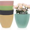 6 Inch Plastic Planters Indoor Set of 5 Flower Plant Pots Modern Decorative Gardening Pot with Drainage for All House Plants, Flowers, Herbs, African Violets, Foliage Plants, Colorful