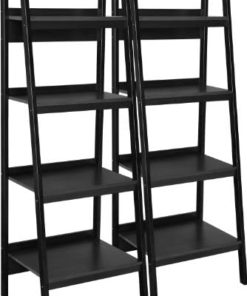 Ameriwood Home Lawrence 4 Shelf Ladder Bookcase Bundle, Black