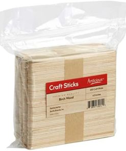 Artlicious - 200 Wooden Popsicle Craft Sticks 4.5 inch Standard Size