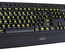 Azio Vision Backlit USB Keyboard with Large Print keys and 5 Interchangeable Backlight Colors (KB506) - Wired