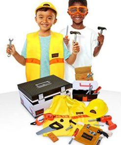 BLACK+DECKER Construction Dress Up Trunk for Kids with Fabric Role Play Costume Accessories, Realistic Toy Tools & Portable Kid-Sized Tool Box – 22Piece Included (Amazon Exclusive)