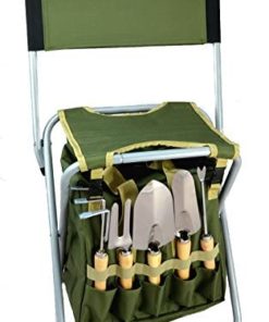 Bo-Toys 10-Piece Gardening Tool Set with Zippered Detachable Tote and Folding Stool Seat with Backrest