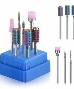 Bulex 7pcs Nail Drill Bits for Acrylic Nails, Professional Tungsten Carbide 3/32 Little Nail Drill Bit Set for Gel Nails Cuticles