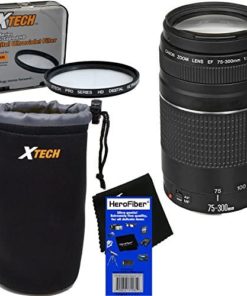 Canon EF 75-300mm f/4-5.6 III Telephoto Zoom Lens for EOS 7D, 60D, 70D, EOS Rebel SL1, SL2, T1i, T2i, T3, T3i, T4i, T5, T5i, T6, T6i, T6s, T7, T7i, XS, XSi, XT, XTi DSLR Cameras + 3pc Accessory Kit
