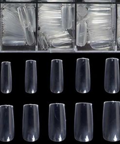 Clear Full Cover Nails - Fake Nails Square Shaped Acrylic Nails BTArtbox 500pcs False Nail Tips with Case for Nail Salons and DIY Nail Art, 10 Sizes