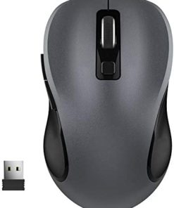 Computer Wireless Mouse, WISFOX Wireless Ergonomic Mouse 2.4G Portable Mobile Mouse Optical Mice with Nano Receiver, 3 Adjustable DPI Levels, 6 Buttons for Laptop, Notebook, PC (Grey)