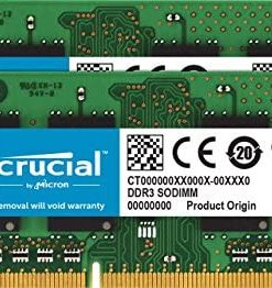 Crucial 16GB Kit (8GBx2) DDR3/DDR3L 1600 MT/S (PC3-12800) Unbuffered SODIMM 204-Pin Memory - CT2KIT102464BF160B