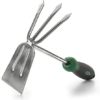Edward Tools Stainless Steel Hoe and Cultivator - Hand Tiller for Gardening, Weeding, Tilling Soil - Heavy Duty Bend-Proof Stainless Steel Fork and Blade - Rust Proof Finish - Ergo Rubber Handle
