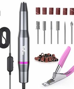 Electric Nail Drill, Upgraded Professional Nail File Portable Manicure Pedicure Drill Kit for Acrylic Nails, Gel Grinder Tools with False Nail Clipper, Drill Bits Kit and Sanding Bands
