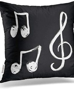 Emvency Square 18x18 Inches Decorative Pillowcases A Set Music Notes Iconhand Drawn Music Signs Cotton Polyester Decor Throw Pillow Cover Hidden Zipper Bedroom Sofa