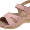 FEISI22 Women's Cork Footbed Sandal with +Comfort Flat Faux Leather Ankle Strap and Adjustable Buckle Sandals for Women