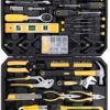 FIXKIT 216 Piece Household Tool Kit, Home Repair Tool Set, General Household Hand Tool Kit with Plastic Storage Tool Box