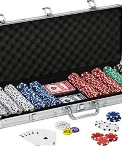 Fat Cat 11.5 Gram Texas Hold 'em Clay Poker Chip Set with Aluminum Case, 500 Striped Dice Chips