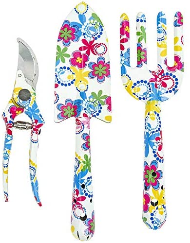 Floral Design Gardening Tools, Set of 3 - Southern Homewares - Clippers, Trowel, and Weeding Fork