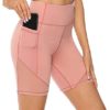 Fullyday High Waist Women Yoga Shorts with Pockets, Tummy Control Running Yoga Pants Quick Dry Workout Shorts for Lady