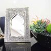 Gift Ideas for Women Mirror Clearance Handmade Mirror covered Silver Metal Engraved by Hand 6.7 Inch on 4.7 Inch Hanging Moroccan Wall Decor Perfect Piece for Home Design Handbag Mirror for Makeup