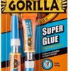 Gorilla Super Glue, Two 3 Gram Tubes, Clear, (Pack of 1)