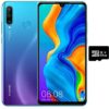 Huawei P30 Lite (128GB, 4GB RAM) 6.15" Display, AI Triple Camera, 32MP Selfie, Dual SIM GSM Factory Unlocked MAR-LX3A - US & Global 4G LTE International Version (Peacock Blue, 128GB + 64GB SD Bundle)