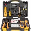 InstallerParts 15 Piece Network Installation Tool Kit – Includes LAN Data Tester, RJ11/45 Crimper, 66 110 Punch Down, 20-30 Gauge Wire Stripper, Utility Knife, 2 in 1 Screwdriver, and Hard Case
