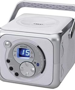 Jensen CD-555 White/Silver CD Bluetooth Boombox Portable Bluetooth Music System with CD Player +CD-R/RW & FM Radio with Aux-in & Headphone Jack Line-In