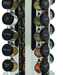 Kamenstein 30020 Revolving 20-Jar Countertop Spice Rack Tower Organizer with Free Spice Refills for 5 Years,Silver