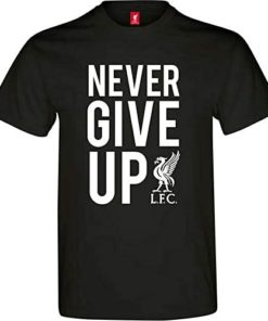 Liverpool Mens Black T-shirt Never Give Up - XXL
