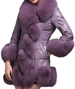 Lookatool LLC Women Faux Fur Coat Elegant Warm Splice Outerwear Long Fake Fur Down Jacket