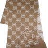 Michael Kors Women's Logo Knit Scarf & Beanie Hat Set, Camel /Cream, One Size