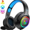 ONIKUMA PS4 Headset -Gaming Headset Xbox one Headset Gaming Headphone with Surround Sound, RGB LED Light & Noise Canceling Microphone for PS4,GameCube,Xbox One(Adapter Not Included)