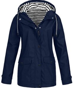 Plus Size Women Rain Jacket Waterproof with Hood Lightweight Raincoat Outdoor Windbreaker DongDong