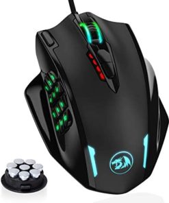 Redragon M908 Impact RGB LED MMO Mouse with Side Buttons Laser Wired Gaming Mouse with 12,400DPI, High Precision, 19 Programmable Mouse Buttons