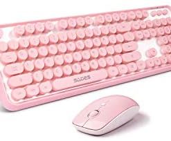 SADES V2020 Wireless Keyboard and Mouse Combo,Pink Wireless Keyboard with Round Keycaps,2.4GHz Dropout-Free Connection,Long Battery Life,Cute Wireless Moues for PC/Laptop/Mac(Pink)