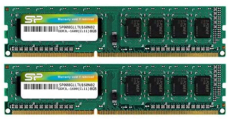 Silicon Power 16GB (2 x 8GB) DDR3 1600MHz (PC3 12800) 240-pin CL11 1.35V Unbuffered UDIMM Desktop Memory Module - Low Voltage and Power Saving