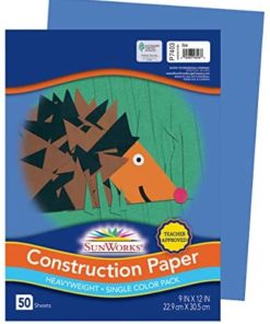 SunWorks 7403 Construction Paper, 9" x 12", 50 Sheets/Pack, Blue