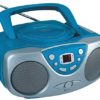 Sylvania SRCD243 Portable CD Player with AM/FM Radio, Boombox (Blue)