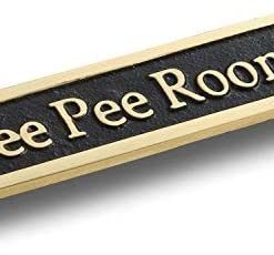 The Metal Foundry Pee Pee Room Brass Door Sign. Traditional Style Home Décor Wall Plaque Handmade UK.