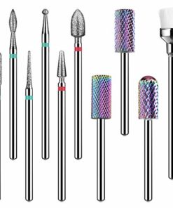 Tungsten Carbide Nail Drill Bits Set - 3/32 Inch Efile Nail Bits Professional Nail File Bits for Acrylic Gel Nails, 10PCS Diamond Cuticle Drill Bit by INFELING, Manicure Pedicure Home Salon Use