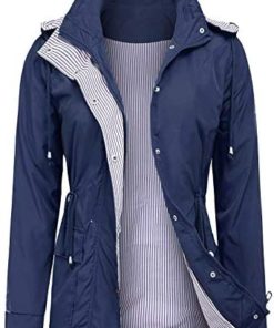 UUANG Raincoats Waterproof Rain Jacket Active Outdoor Detachable Hooded Women's Trench Coats