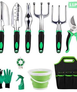 Ulike Garden Tool Set, Heavy Duty Gardening Tools Kits 11 Pieces, with Garden Gloves & Garden Handbag and More, Gardening Gifts for Woman