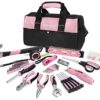 WORKPRO Pink Tool Kit, 75-Piece Lady's Home Repairing Tool Set with Wide Mouth Open Storage Bag
