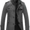 Wantdo Men's Wool Blend Jacket Stand Collar Windproof Pea Coat