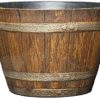 Whiskey Barrel Planter, Distressed Oak, 9" (Durable high density resin construction)