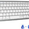 Wireless Bluetooth Keyboard 2.4G Ultra-Thin Sleek Design for Windows, Computer, Desktop, PC, Notebook, Laptop - White