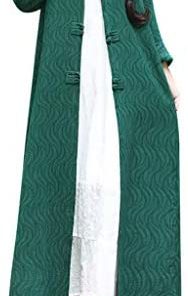 Women Plue Size Long Sleeve Patchwork Linen Loose Solid Pocket Bohe Long Coat