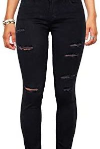 Women's Hight Waisted Butt Lift Stretch Ripped Skinny Jeans Distressed Denim Pants