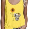 Women's Summer Sunflower Elephant Print Short Sleeve Vest Top