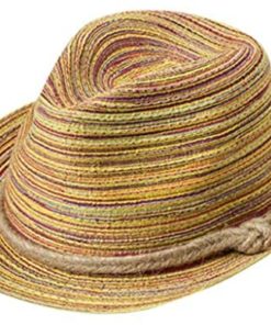XBKPLO Women Sun Visor Hats Straw Cap Folding Boho Striped Summer Beach Travel UPF 50+ Simple Fashion Wild Accessories