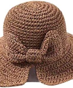 XBKPLO Women Sun Visor Hats Straw Cap Printing Folding Bow Summer Beach Travel UPF 50+ Simple Fashion Wild Accessories
