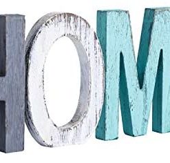 Y&Me Rustic Wood Home Sign, Decorative Wooden Block Word Signs, Freestanding Wooden Letters, Rustic Home Signs for Home Decor, 16.5 x 5.9 Inch, Multicolor